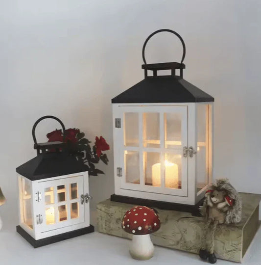 Portable Decorative Wood Lantern (2pc)